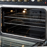 FORNO - Espresso Marco 36" 5.36 cu.ft. Gas Range with 6 Burners and Temperature Gauge in Black with Antique Brass Accents, FFSGS6277-36BLK