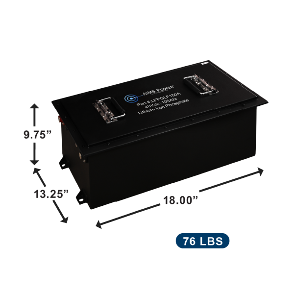 Aims Power - Golf Cart Lithium Battery 48V 105AH 5.3 kWh with Charger and Wiring kit