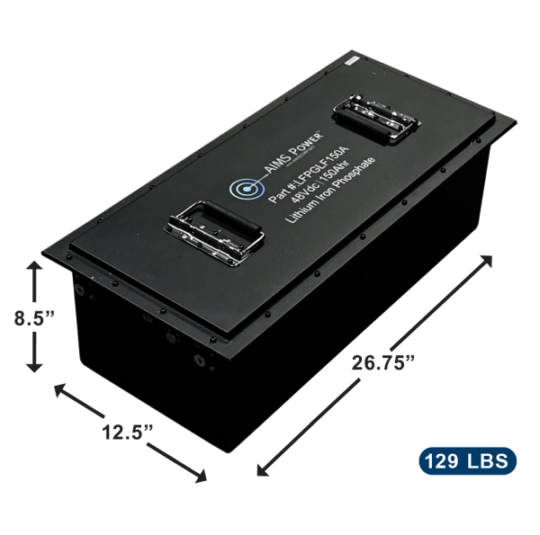 Aims Power - Golf Cart Lithium Battery 48V 150AH 7.6 kWh with Charger and Wiring kit