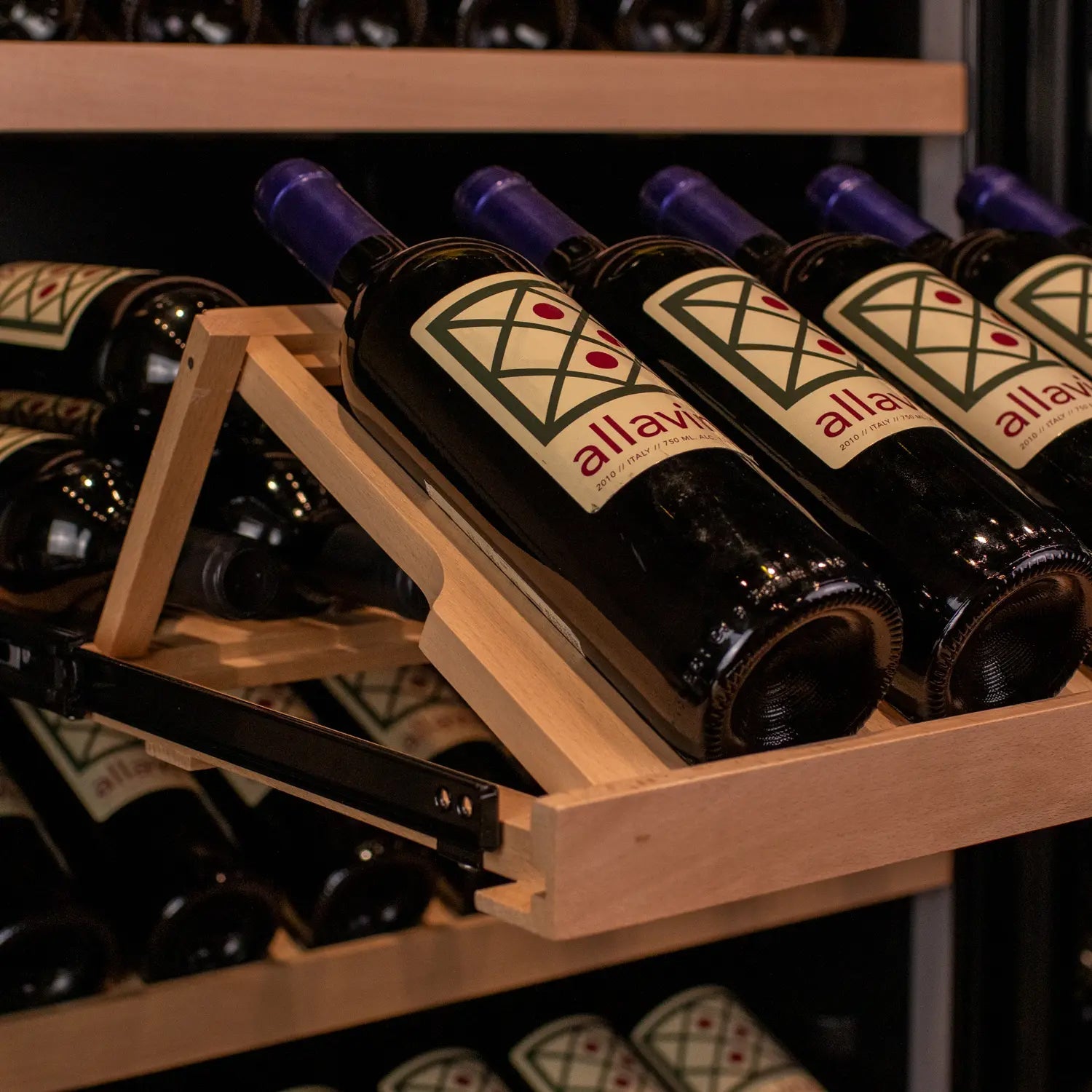 Allavino - 29" Wide 248 Bottle Single Zone Black Glass Wine Refrigerator with Display Shelving