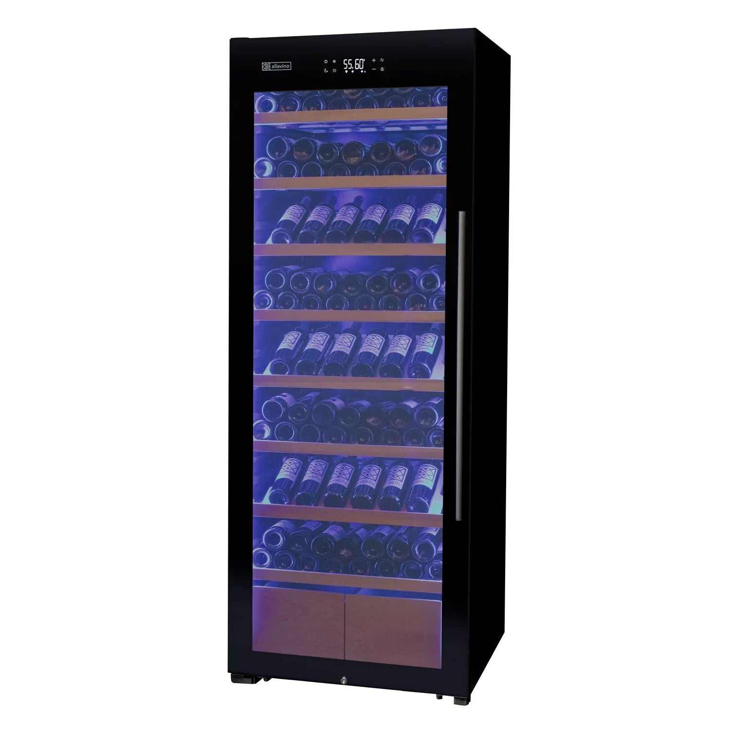 Allavino - 29" Wide 248 Bottle Single Zone Black Glass Wine Refrigerator with Display Shelving