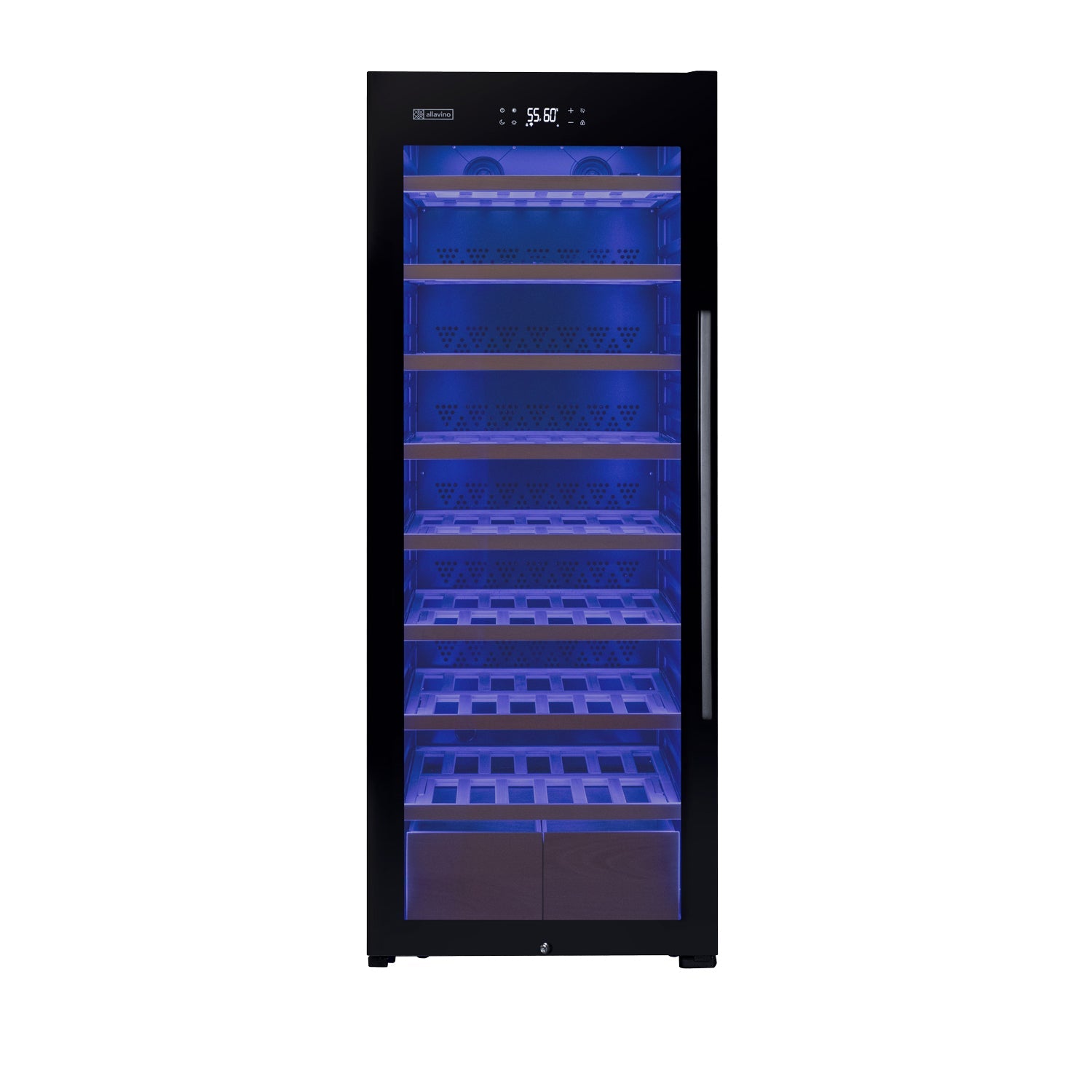 Allavino - 29" Wide 248 Bottle Single Zone Black Glass Wine Refrigerator with Display Shelving
