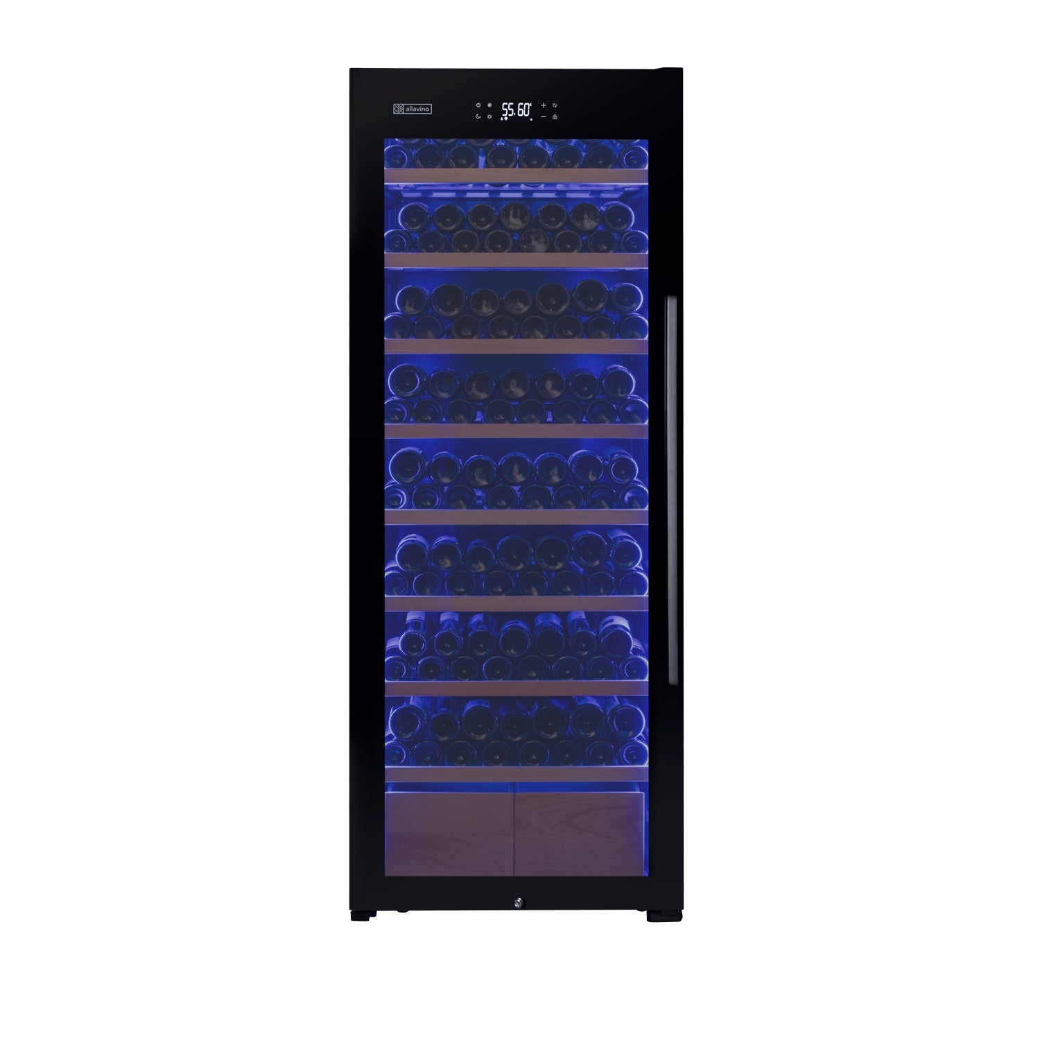 Allavino - 29" Wide 248 Bottle Single Zone Black Glass Wine Refrigerator with Display Shelving