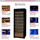 Allavino - 29" Wide 248 Bottle Single Zone Black Glass Wine Refrigerator with Display Shelving