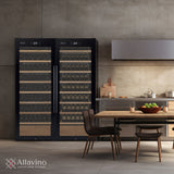 Allavino - 29" Wide 248 Bottle Single Zone Black Glass Wine Refrigerator with Display Shelving
