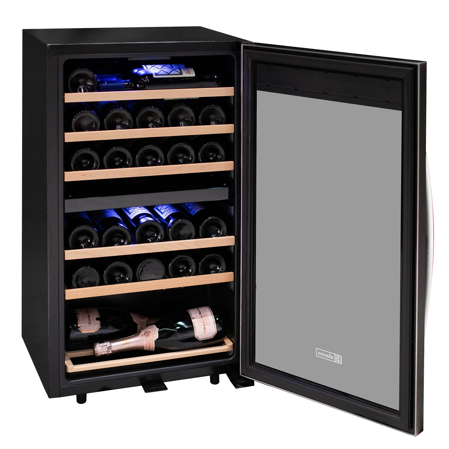 Allavino - Cascina Series 28 Bottle Dual Zone Freestanding Wine Cooler Refrigerator with Stainless Steel Door - AO KWR28D-2SR