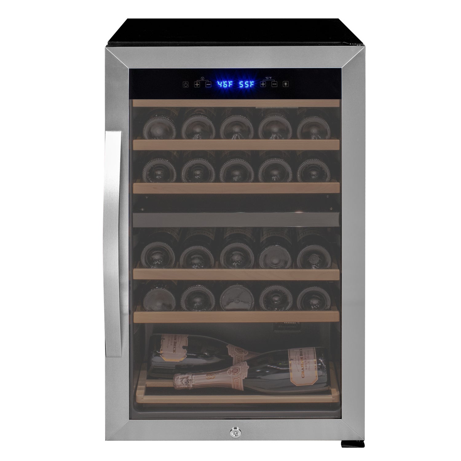 Allavino - Cascina Series 28 Bottle Dual Zone Freestanding Wine Cooler Refrigerator with Stainless Steel Door - AO KWR28D-2SR