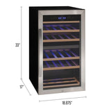 Allavino - Cascina Series 28 Bottle Dual Zone Freestanding Wine Cooler Refrigerator with Stainless Steel Door - AO KWR28D-2SR