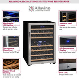Allavino - Cascina Series 47 Bottle Dual Zone Freestanding Wine Cooler Refrigerator with Stainless Steel Door - AO KWR47D-2SR