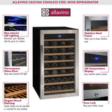 Allavino - Cascina Series 50 Bottle Single Zone Freestanding Wine Cooler Refrigerator with Stainless Steel Door - AO KWR50S-1SR