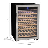Allavino - Cascina Series 55 Bottle Single Zone Freestanding Wine Refrigerator Cooler with Stainless Steel Door - AO KWR55S-1SR