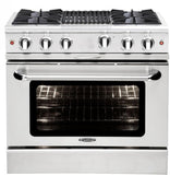 Capital Cooking - 36" Capital Culinarian Range - Manual Clean - 25K BTU - 4 Open Burners + 12" BBQ, 1 8K BTU Small Pan Burner - MCOR364B