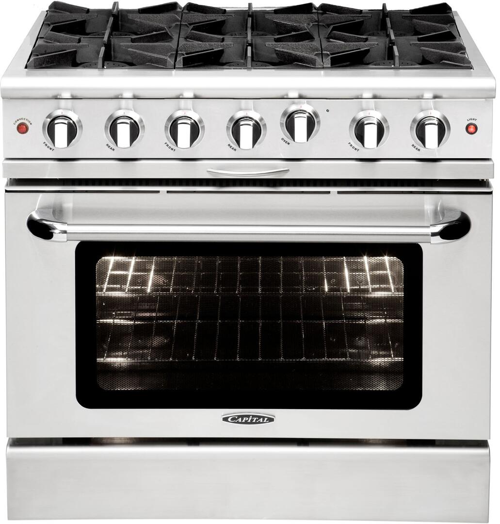 Capital Cooking - 36” Culinarian Series Freestanding All Gas Range with Natural Gas, 6 Open Burners