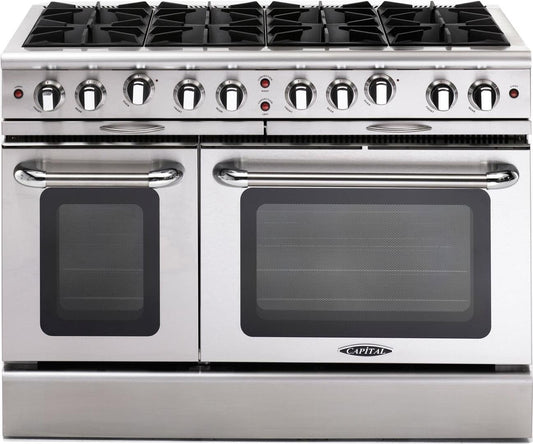 Capital Cooking - 48" Freestanding Gas Range, 7.6 cu. ft. Double Ovens, 8 Power-Flo Burners, Infrared Broiler