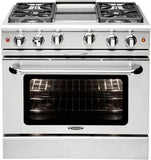 Capital Cooking - 36" Capital Precision Range - Manual Clean - 19K BTU - 4 Sealed Burners w/ Thermo-Griddle - MCR364G