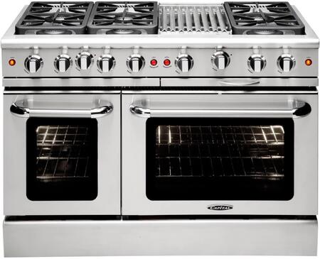 Capital Cooking - 48" Capital Precision Range - Manual Clean - 19K BTU - 6 Sealed Burners w/ 12" BBQ - MCR486B