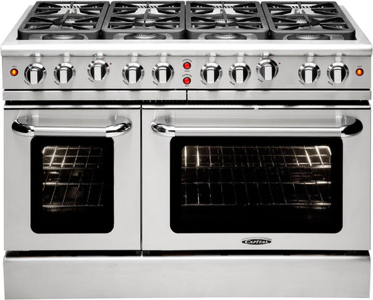 Capital Cooking - 48" Freestanding Gas Range with 8 Sealed Burners and 7.6 cu. ft. Double Oven