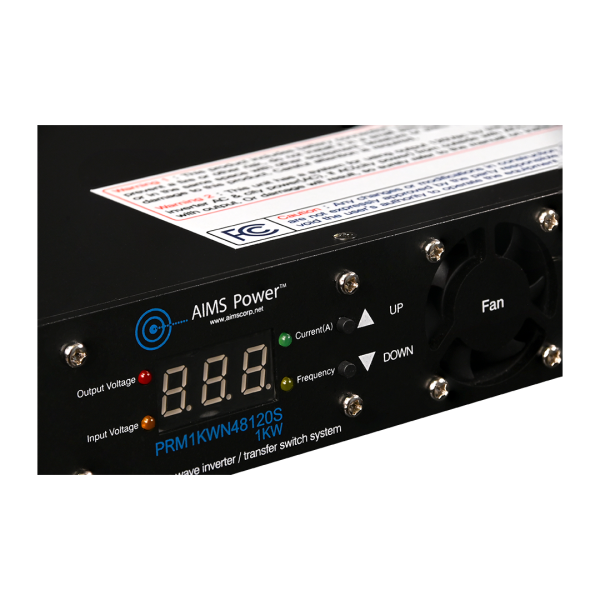Aims Power - 1000 Watt NEGATIVE 48 Volt Rack Mount Inverter To 120 Volt AC – 1U (-48V)