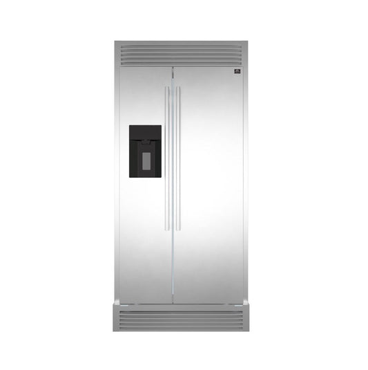 FORNO - 36-Inch Built-In Side by Side French Door Refrigerator with Decorative Grill in Stainless Steel