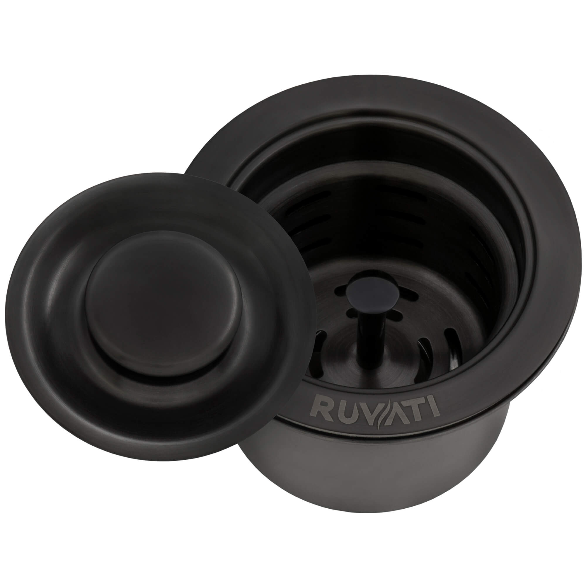 Ruvati - Deep Basket Strainer Drain for Kitchen Sinks all Metal 3-1/2 inch – Gunmetal Black Stainless Steel – RVA1027BL