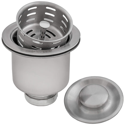 Ruvati - Deep Basket Strainer Drain for Kitchen Sinks all Metal with Stopper 3-1/2 inch – Stainless Steel – RVA1027ST