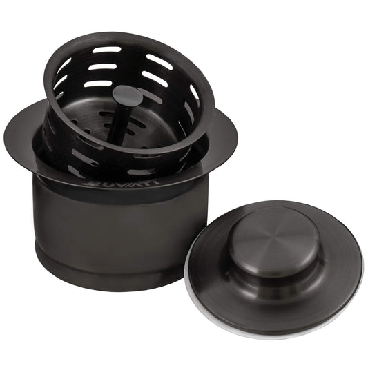 Ruvati - Extended Garbage Disposal Flange with Deep Basket and Stopper – Gunmetal Black Stainless Steel – RVA1052BL