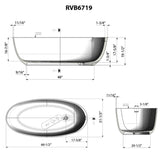 Ruvati - 66-inch Matte White epiStone Solid Surface Oval Freestanding Bath Tub Canali – RVB6719WH