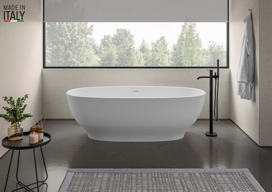 Ruvati - 69-inch White epiStone Solid Surface Oval Freestanding Bath Tub Viola – RVB6732WH