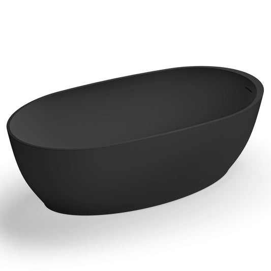 Ruvati - 59-inch Matte Black epiStone Solid Surface Oval Freestanding Bath Tub Canali – RVB6744BK