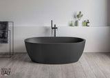 Ruvati - 59-inch Matte Black epiStone Solid Surface Oval Freestanding Bath Tub Canali – RVB6744BK