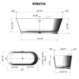 Ruvati - 67-inch Black epiStone Solid Surface Oval Freestanding Bath Tub Omnia Matte – RVB6750BK