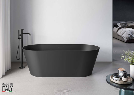 Ruvati - 67-inch Black epiStone Solid Surface Oval Freestanding Bath Tub Omnia Matte – RVB6750BK