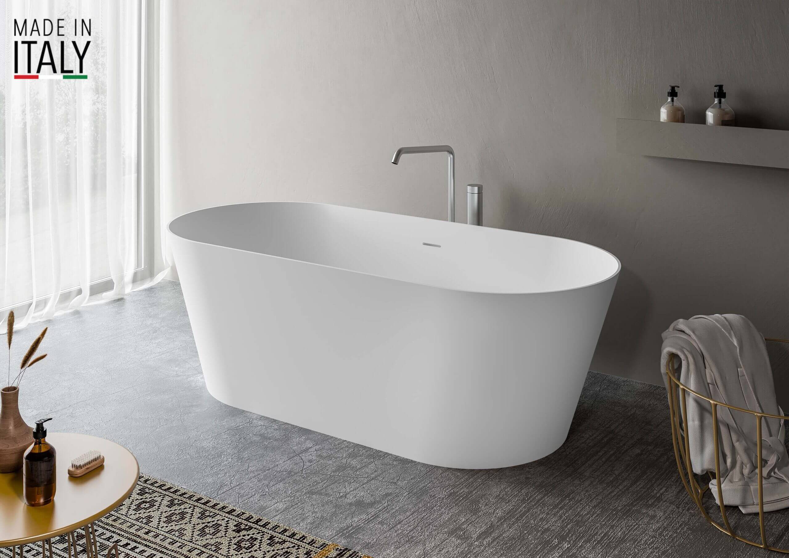 Ruvati - 67-inch White epiStone Solid Surface Oval Freestanding Bath Tub Omnia Matte – RVB6750WH