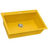 33 x 22 inch Granite Composite Drop-in Topmount Kitchen Sink Single Bowl – Midas Yellow