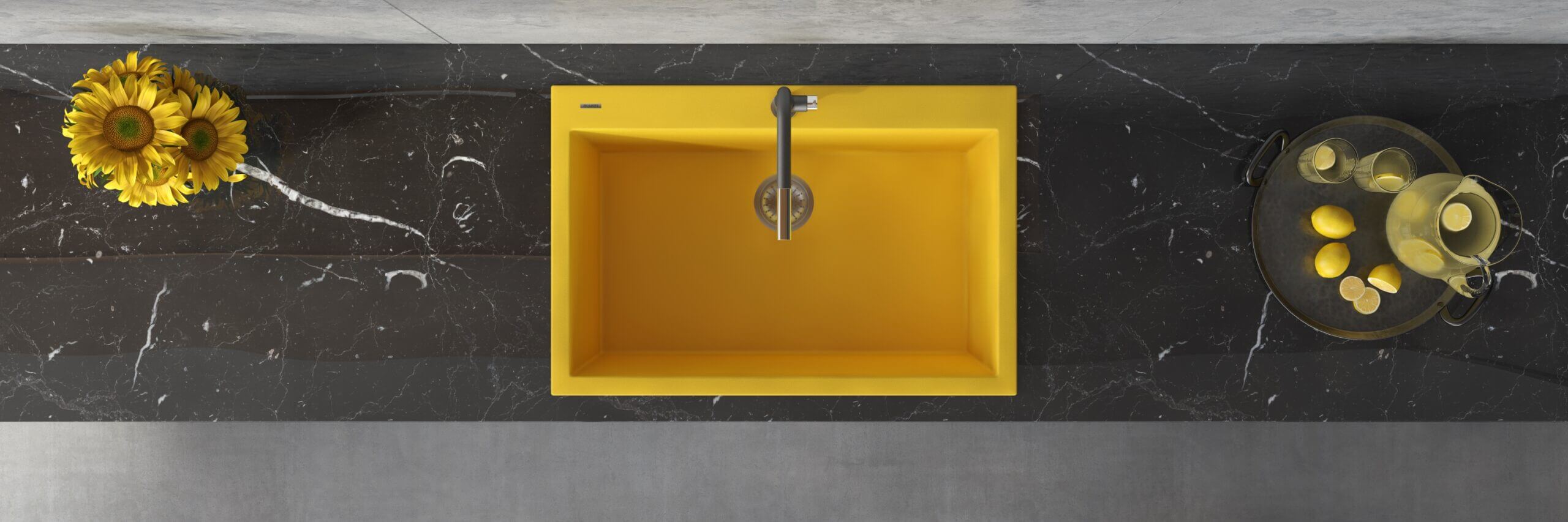 33 x 22 inch Granite Composite Drop-in Topmount Kitchen Sink Single Bowl – Midas Yellow
