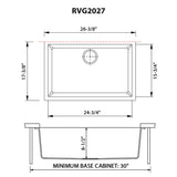 Ruvati - 27 x 18 inch Granite Composite Undermount Single Bowl Kitchen Sink – Midnight Black – RVG2027BK