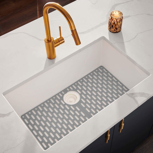 Ruvati - 27 x 18 inch Granite Composite Undermount Single Bowl Kitchen Sink – Arctic White – RVG2027WH