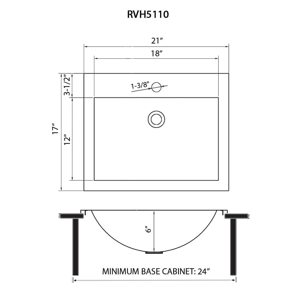 Ruvati - 21 x 17 inch Gunmetal Black Drop-in Topmount Bathroom Sink Stainless Steel – RVH5110BL