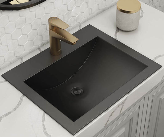 Ruvati - 21 x 17 inch Gunmetal Black Drop-in Topmount Bathroom Sink Stainless Steel – RVH5110BL