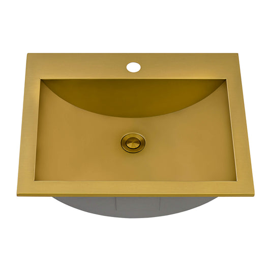 Ruvati - 21 x 17 inch Brushed Gold Drop-in Topmount Bathroom Sink Polished Brass Stainless Steel – RVH5110GG