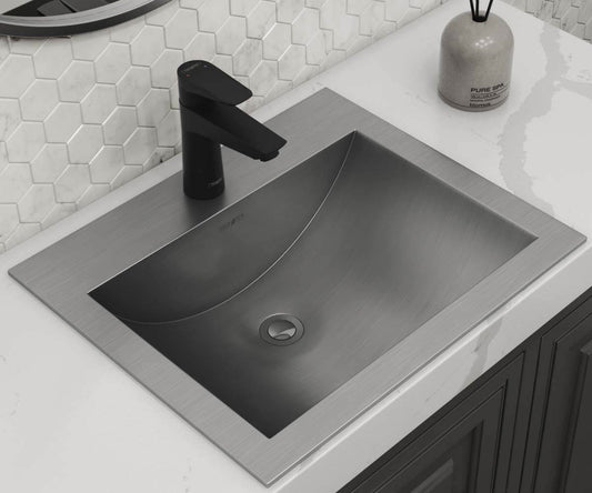 Ruvati - 21 x 17 inch Drop-in Topmount Bathroom Sink Brushed Stainless Steel – RVH5110ST