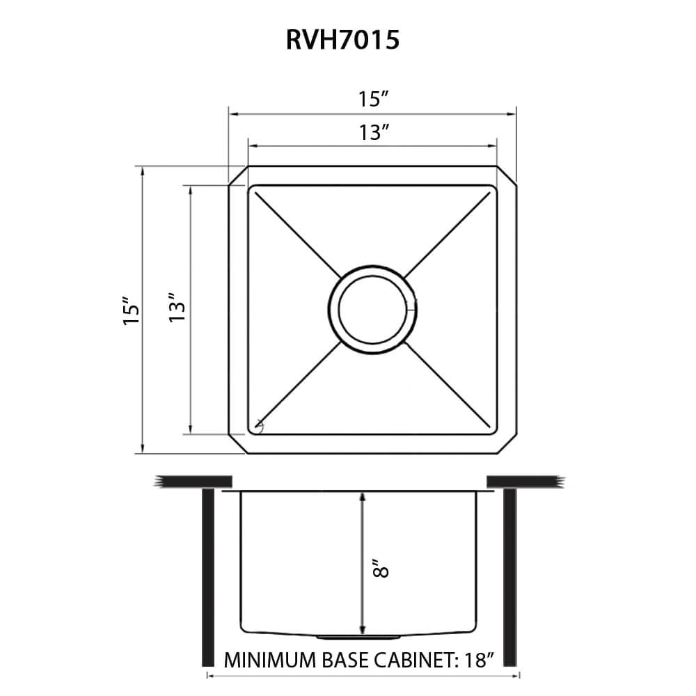 Ruvati - 15 inch Undermount Bar Prep 16 Gauge Kitchen Sink Round Corners Stainless Steel Single Bowl – RVH7015
