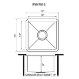 Ruvati - 15 inch Undermount Bar Prep 16 Gauge Kitchen Sink Round Corners Stainless Steel Single Bowl – RVH7015