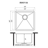 Ruvati - 18 inch Undermount Bar Prep 16 Gauge Kitchen Sink Round Corners Stainless Steel Single Bowl – RVH7118