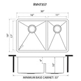 Ruvati - 30-inch Low-Divide Undermount Rounded Corners 60/40 Double Bowl 16 Gauge Stainless Steel Kitchen Sink – RVH7357