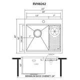 Ruvati - Glass Rinser and Sink Combo 22 inch Workstation for Wet Bar Bottle Washer Drop in Topmount – RVH8262ST