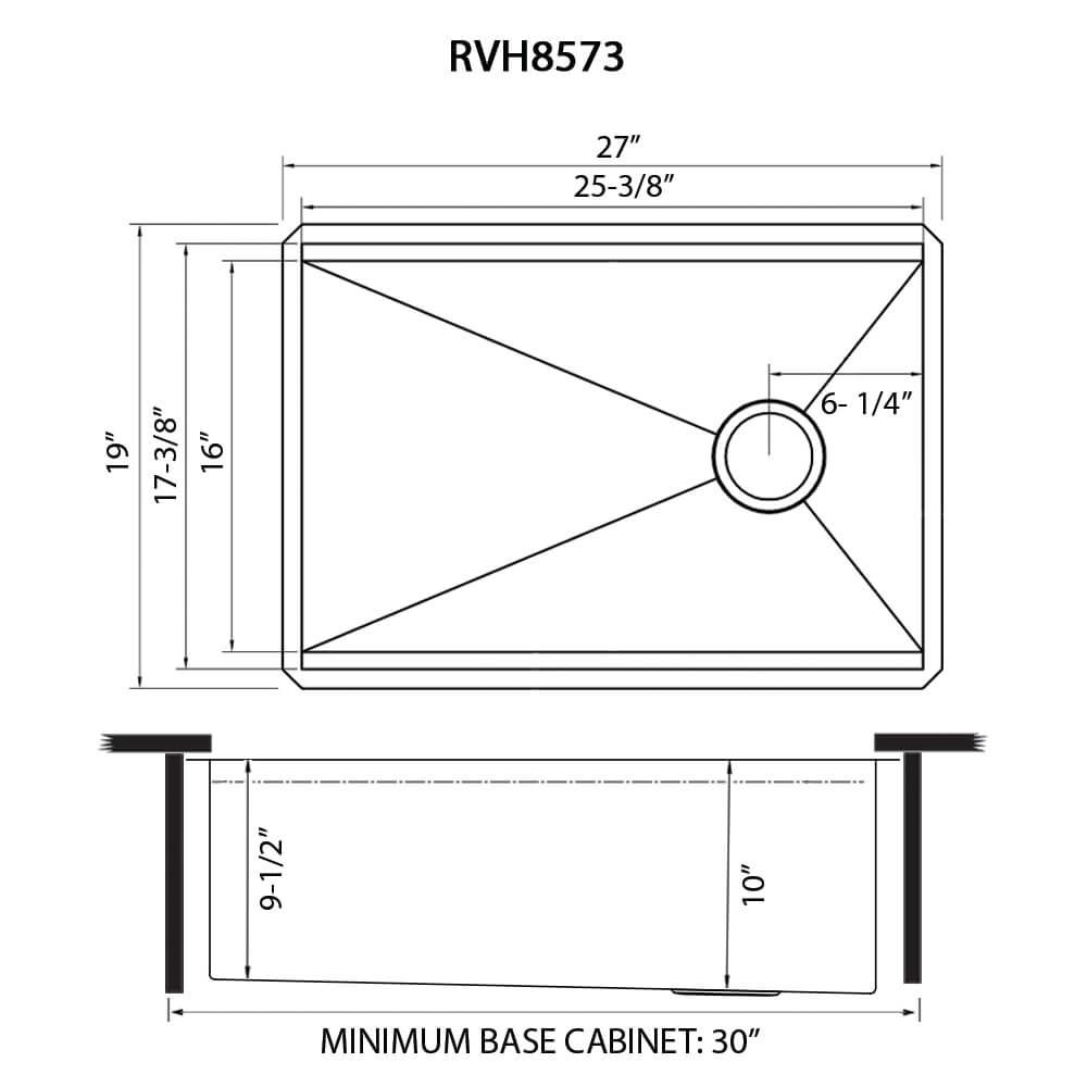 Ruvati - 27-inch Workstation Slope Bottom Offset Drain Undermount 16 Gauge Kitchen Sink – RVH8573