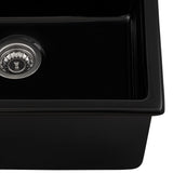 Ruvati - 24-inch Fireclay Undermount / Drop-in Topmount Kitchen Sink Single Bowl – Glossy Black – RVL2420BK