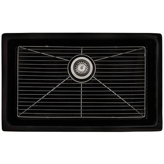Ruvati - 27-inch Fireclay Undermount / Drop-in Topmount Kitchen Sink Single Bowl – Black – RVL2707BK