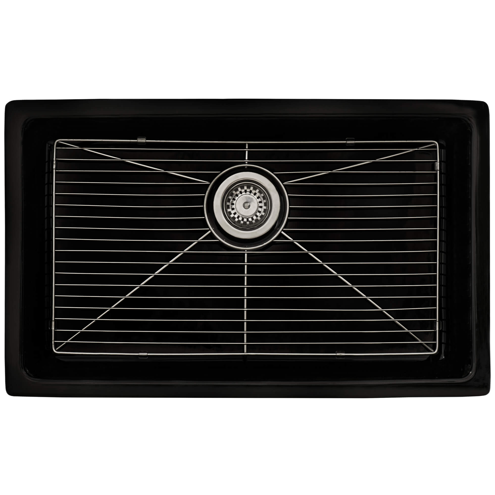Ruvati - 30-inch Fireclay Undermount / Drop-in Topmount Kitchen Sink Single Bowl – Glossy Black – RVL3030BK
